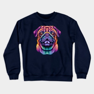 Wrinkly Simple Pug Painting Design Crewneck Sweatshirt